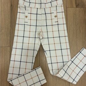 Jamie and Jack Girls Pants Size 8 Plaid White Navy Orange Tan